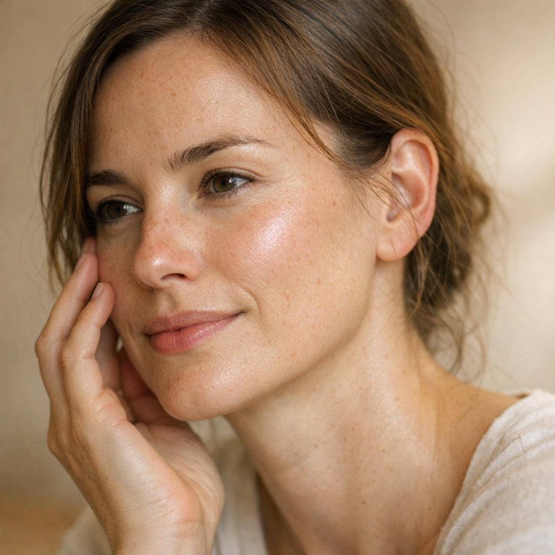 Firmer, glowing skin from Firmly Collagen Boost Serum — visible plumping result